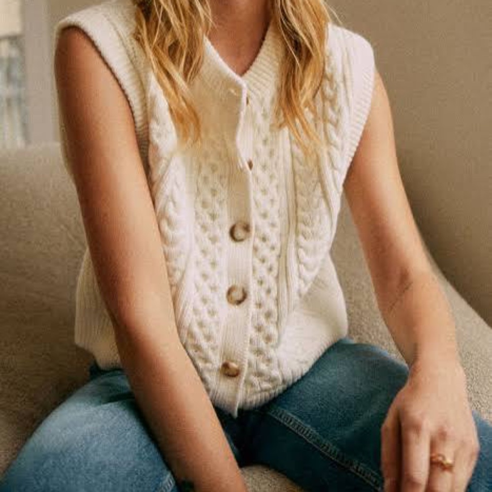 Sezane Roxane Cardigan Ecru - Size M